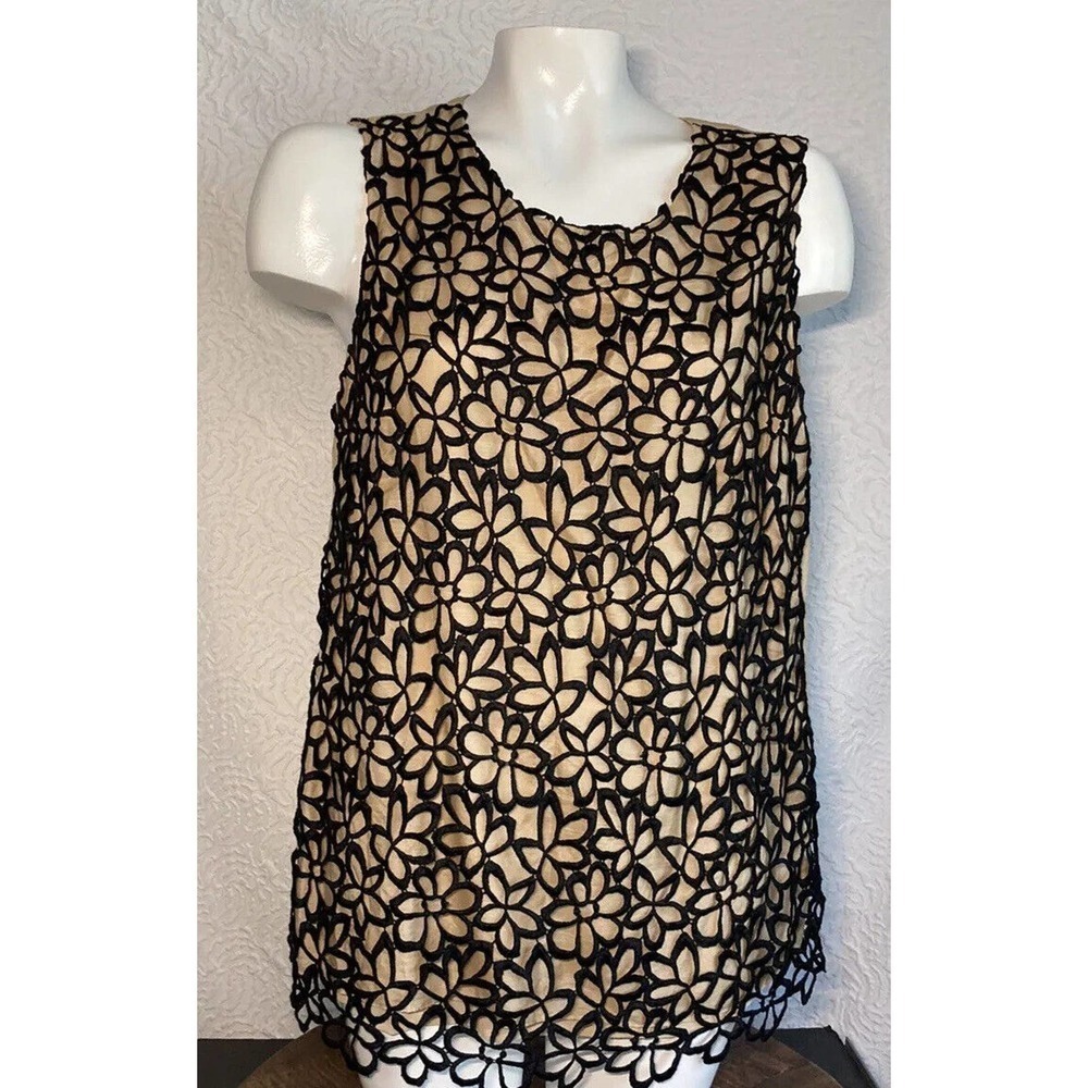 Neiman Marcus for Target LELA ROSE Gold and Black Lace Blouse Size Large
